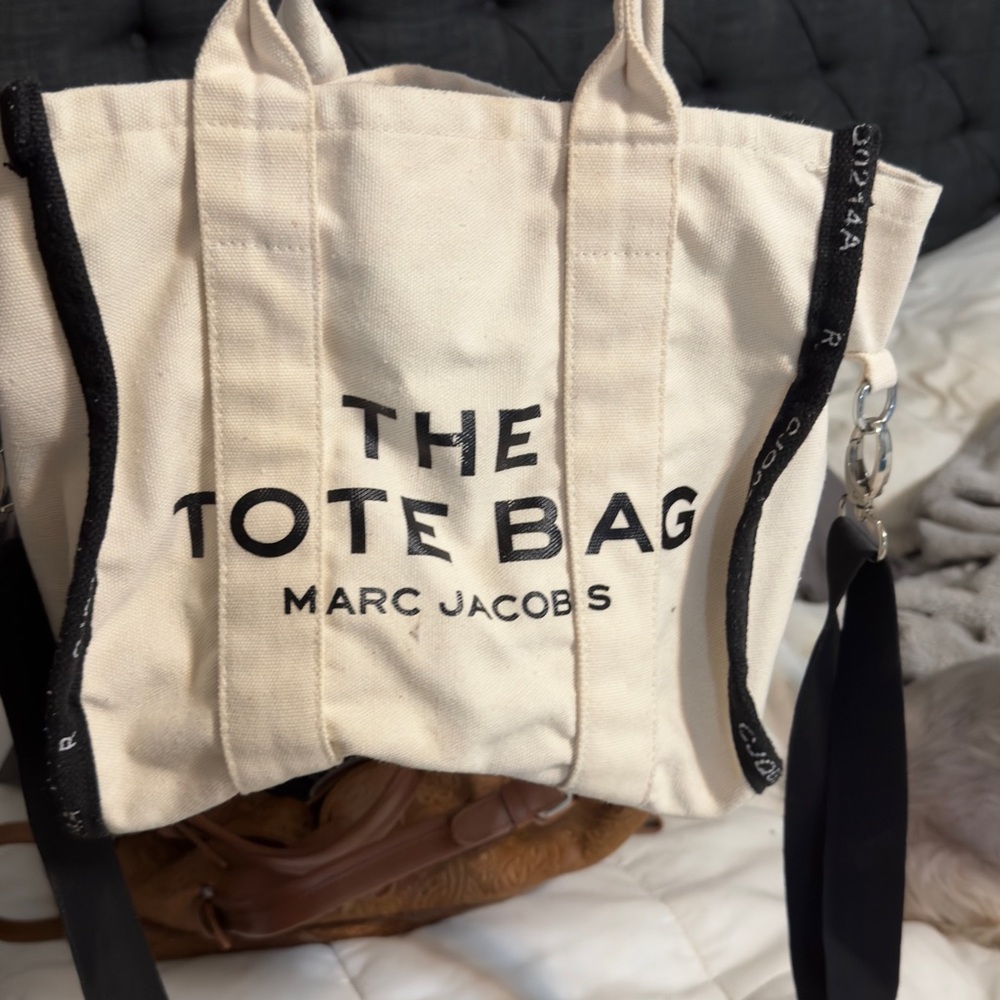 Marc Jacobs Canvas Tote in Cream and Black